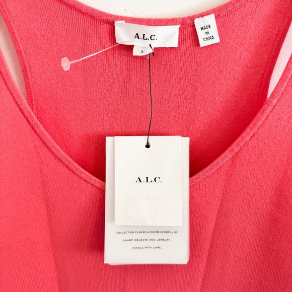 NWT A.L.C. Pink Knit Chase Sleeveless Midi Dress L - Picture 5 of 7